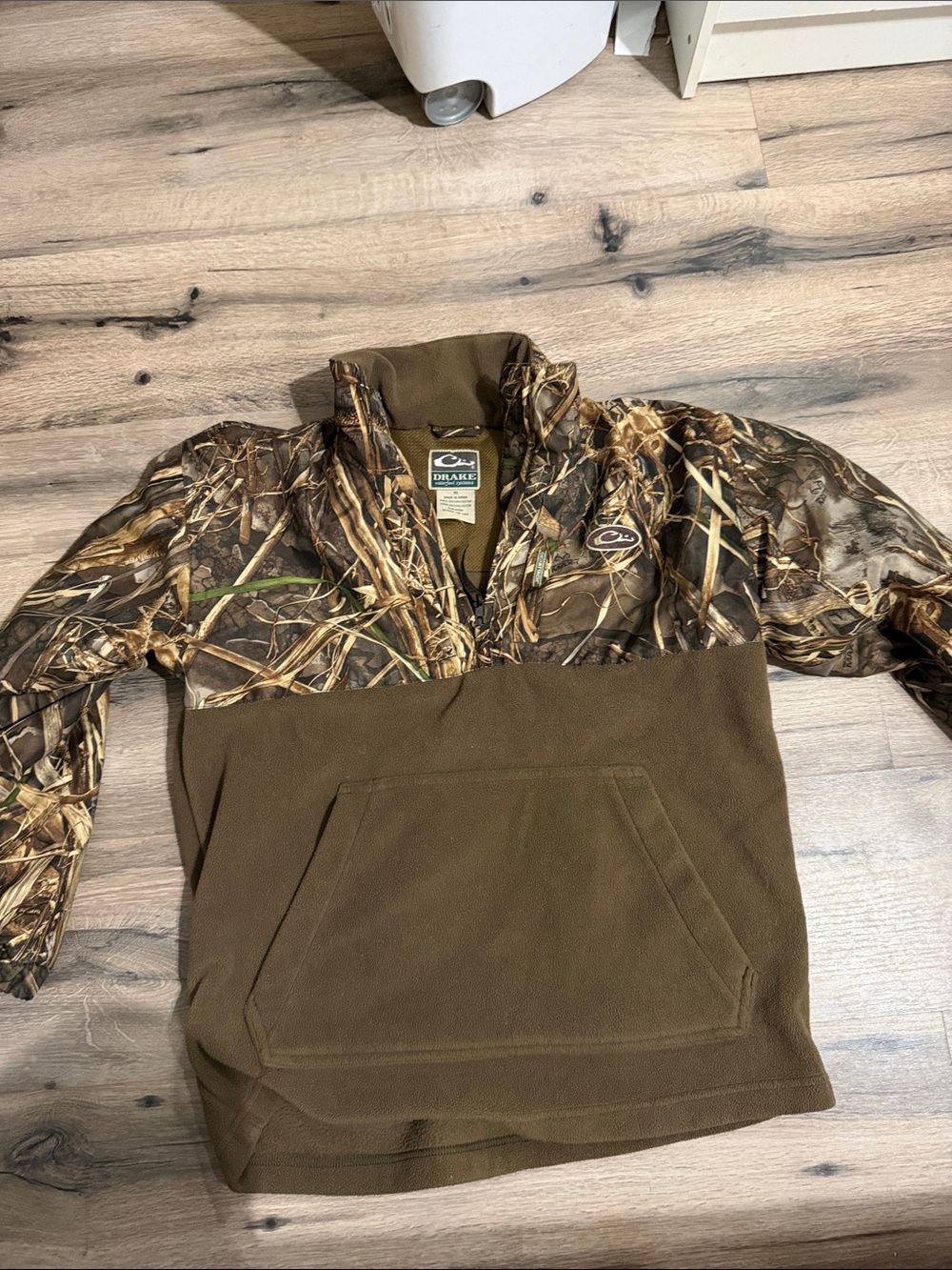 Drake Realtree Camouflage Half-Zip Fleece Ski/Snow Pullover Jacket - Brown
